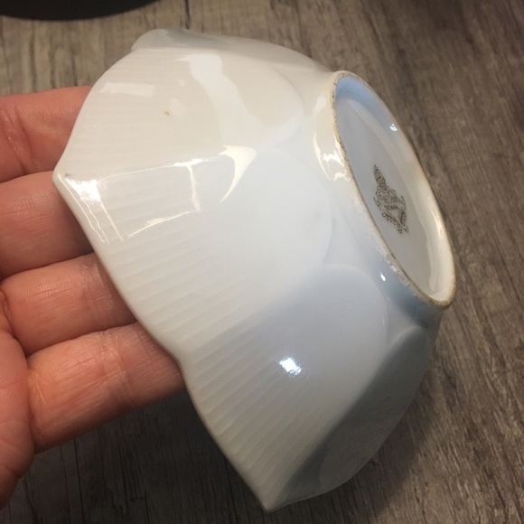 Vintage Bowl Porcelain Tulip Shape Trinket Dish Japan Atomic Flower Grey Pink - Picture 5 of 12